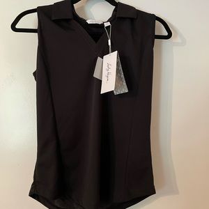 Lady Hagen Black Sleeveless Golf Polo